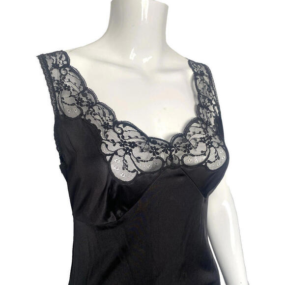 Vintage DOLCE & GABBANA 1980's Black Lace Satin Chemise Slip Dress IT-38 US-2 - Picture 2 of 11